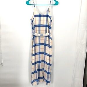 Old Navy size M Dress V-Neck, White Plaid, Tie, Summertime